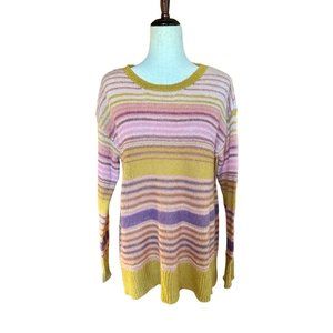 Women's Sundance Sweater Mohair Striped Multicolor Oversized Crew Neck Medium